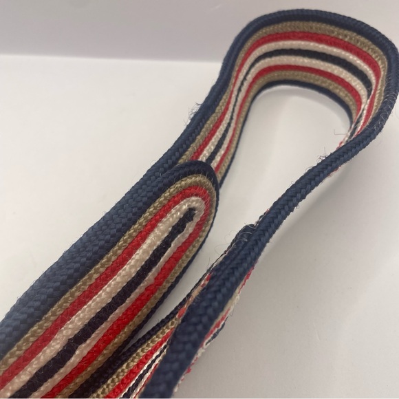 2FOR$30 Vintage 80s Wide Striped Woven Waist Belt Red White Blue & Tan - Picture 9 of 12